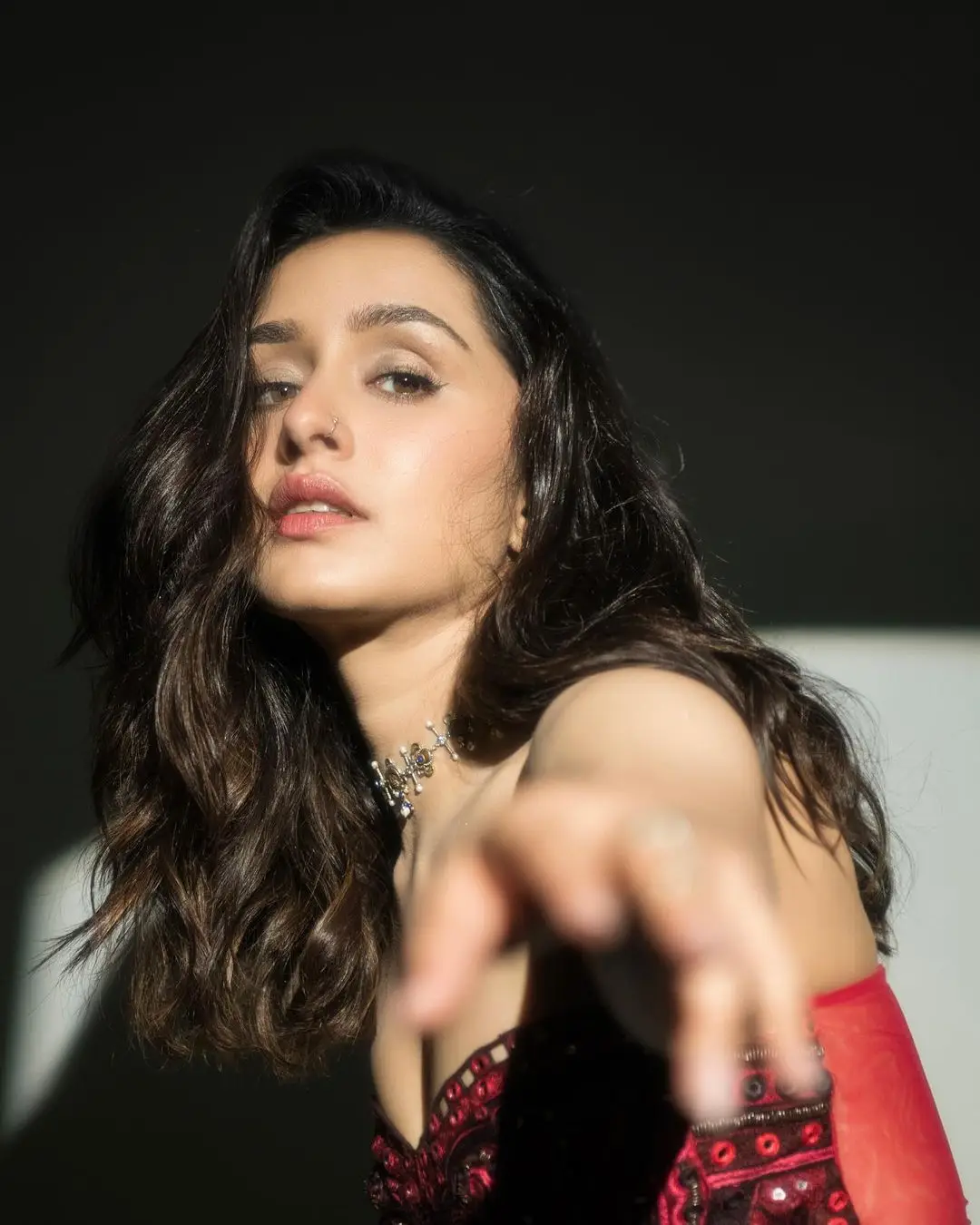 Bollywood Actress Shraddha Kapoor Stills In Maroon Gown